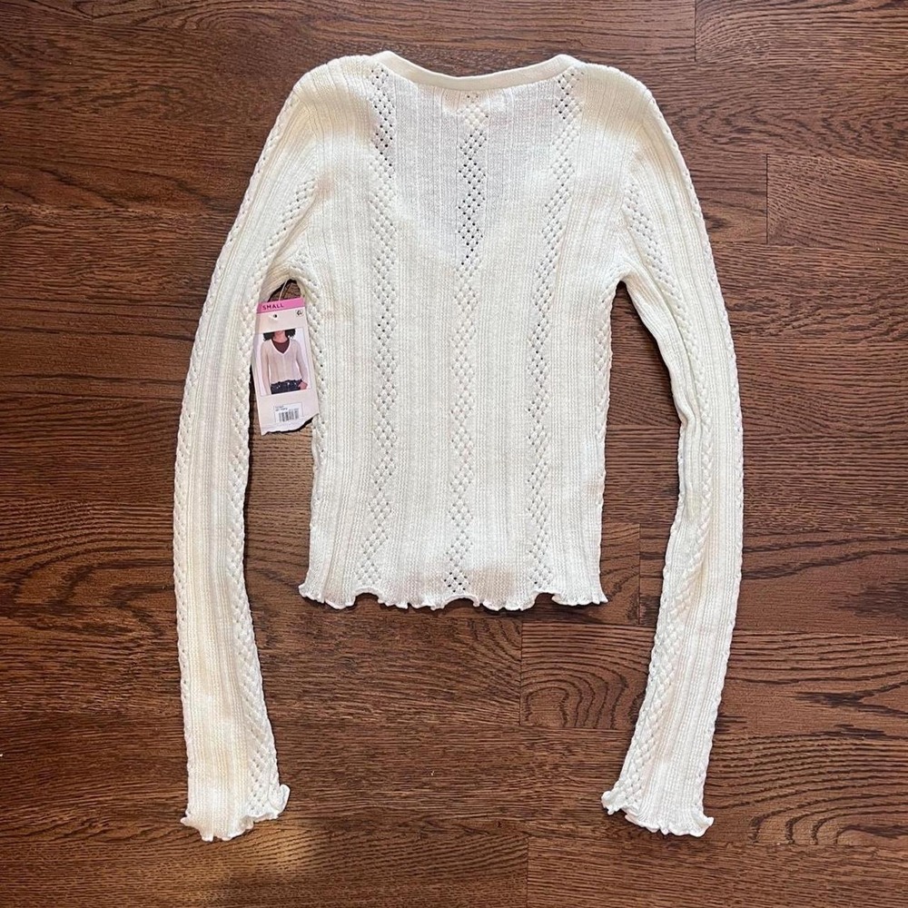 y2k aeropostale deadstock white eyelet button up cardigan sweater small - Picture 7 of 7